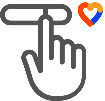 A hand icon showing a click/slide action with a heart  - Salespeak Images