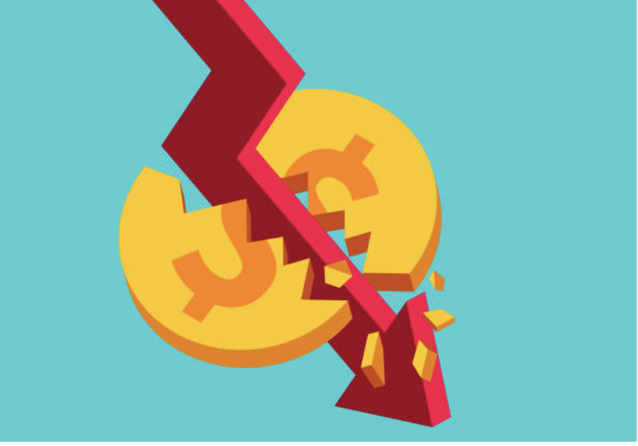 A red arrow smashing through a dollar coin - Salespeak Images